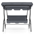3-Seat Outdoor Patio Canopy Swing with Cushioned Steel Frame-Gray