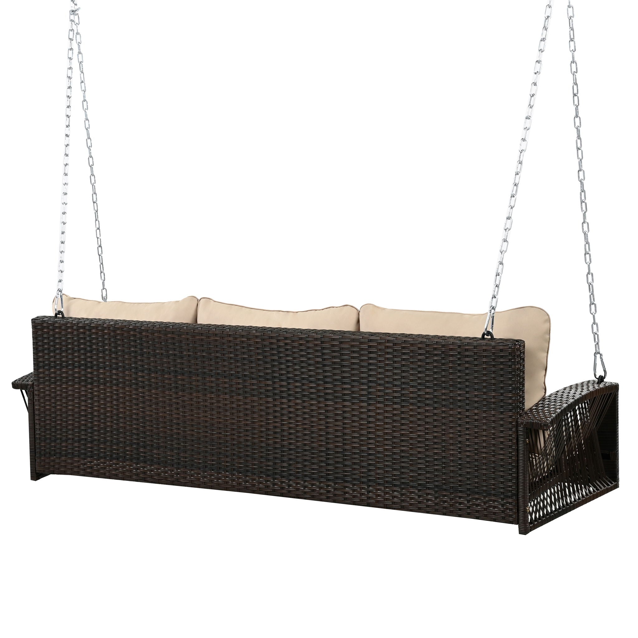 3 Person Large Patio Swing Bench With Cushions For Backyard