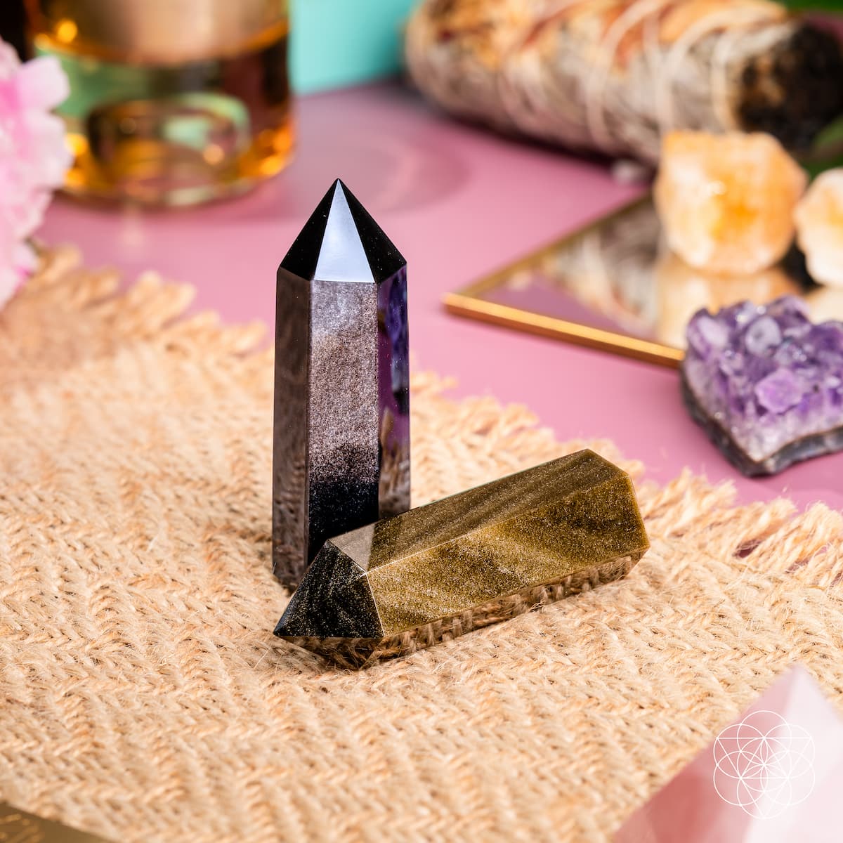 The Upper Hand – Gold & Silver Sheen Obsidian Points