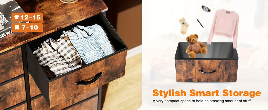 8 Drawer Dresser Storage Organizer Fabric Drawers Chest Bedroom Hallway Unit